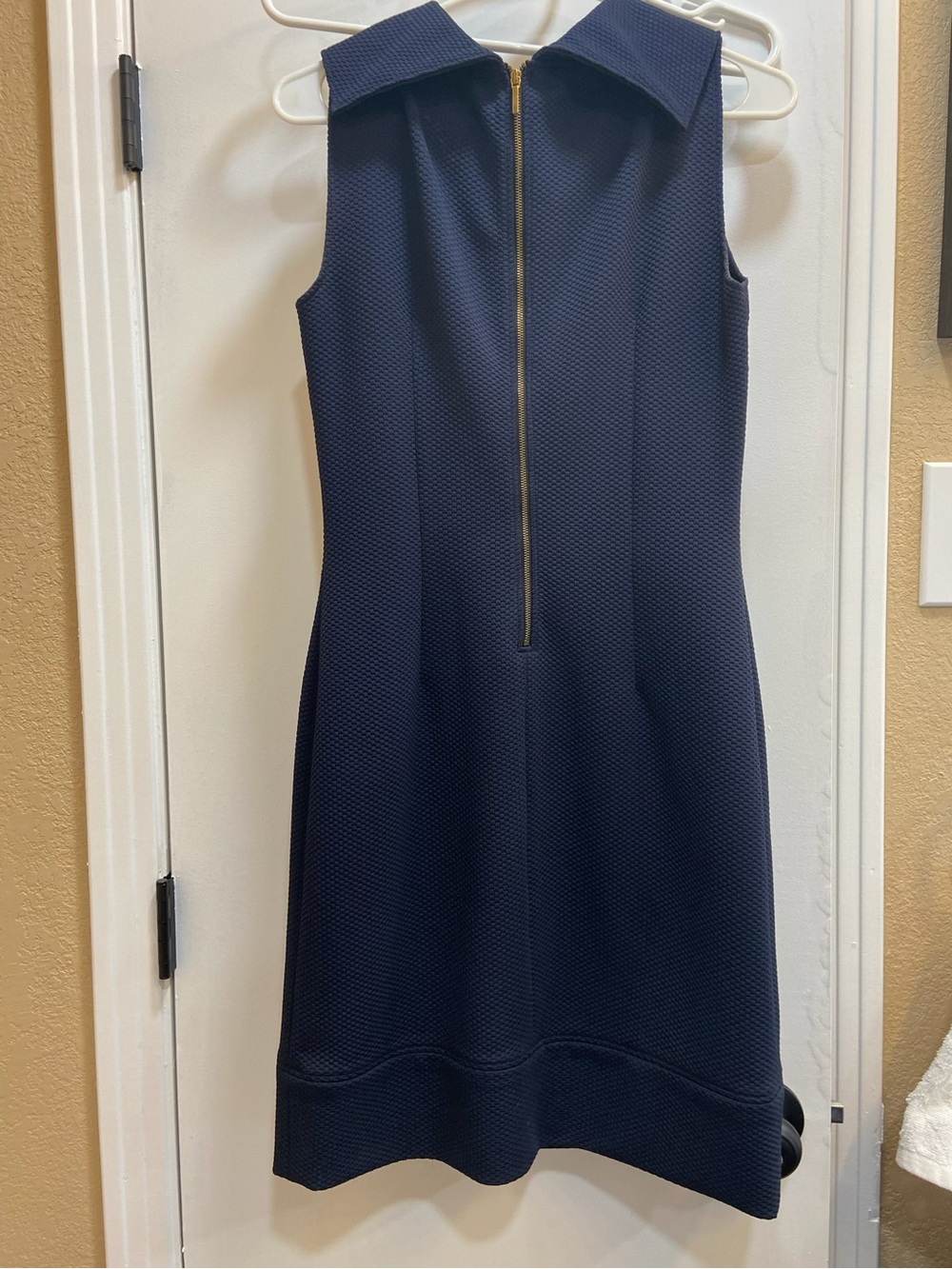 Ralph Lauren Navy Sleeveless Collar Shift Dress with Back Zipper